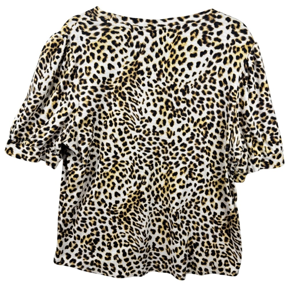 Tommy Bahama Leopard Print T-Shirt Women XL Tan Cotton Short Sleeve Animal Print - Picture 4 of 10